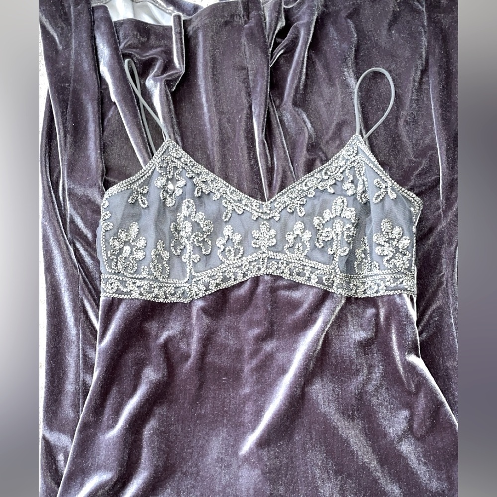 Velvet navy blue/gray/purple gown dress size 4